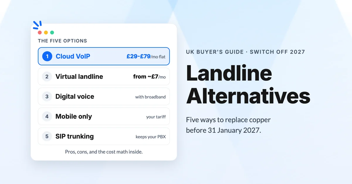 Comparison of landline alternatives for UK small businesses before the 2027 switch off, from cloud VoIP to business mobile
