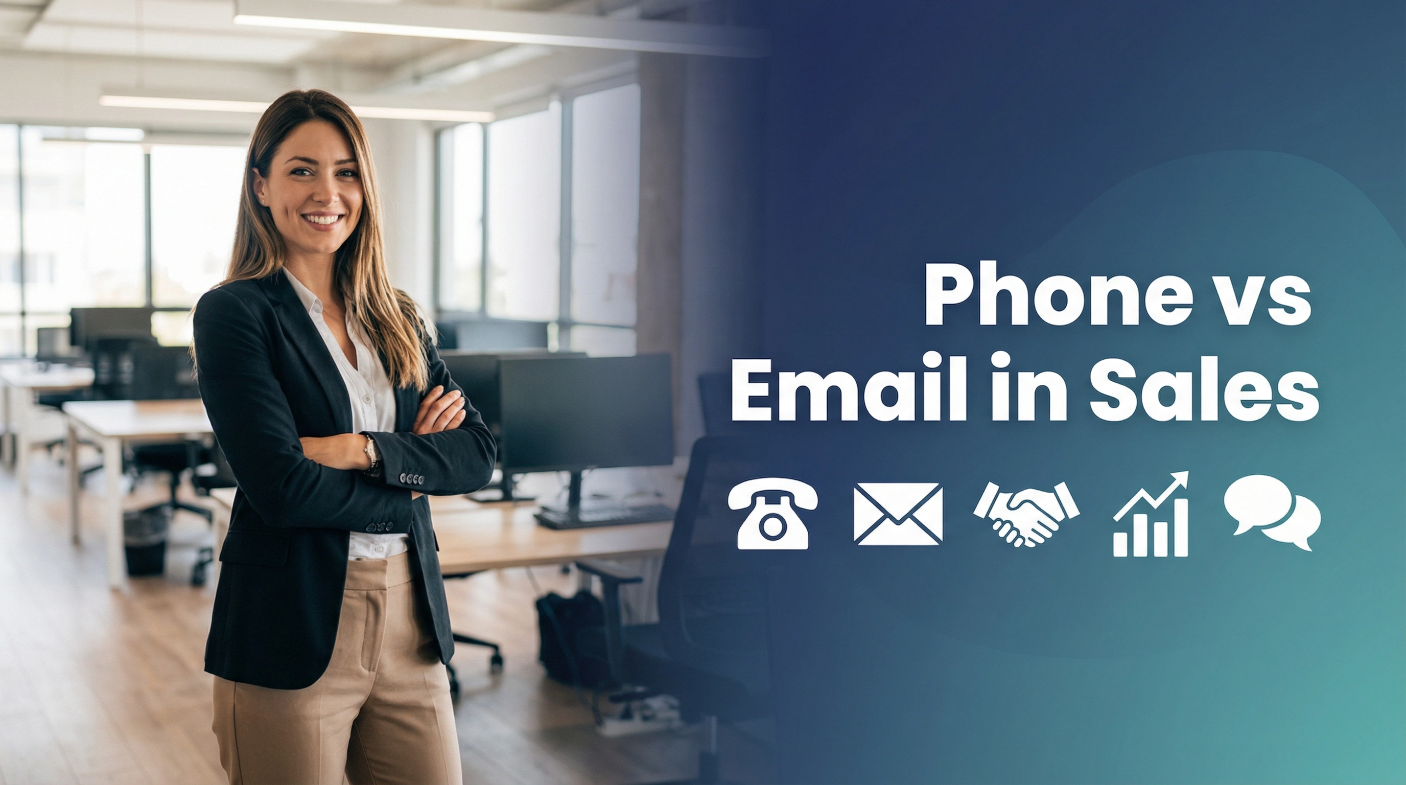 Sales professional deciding between phone call and email
