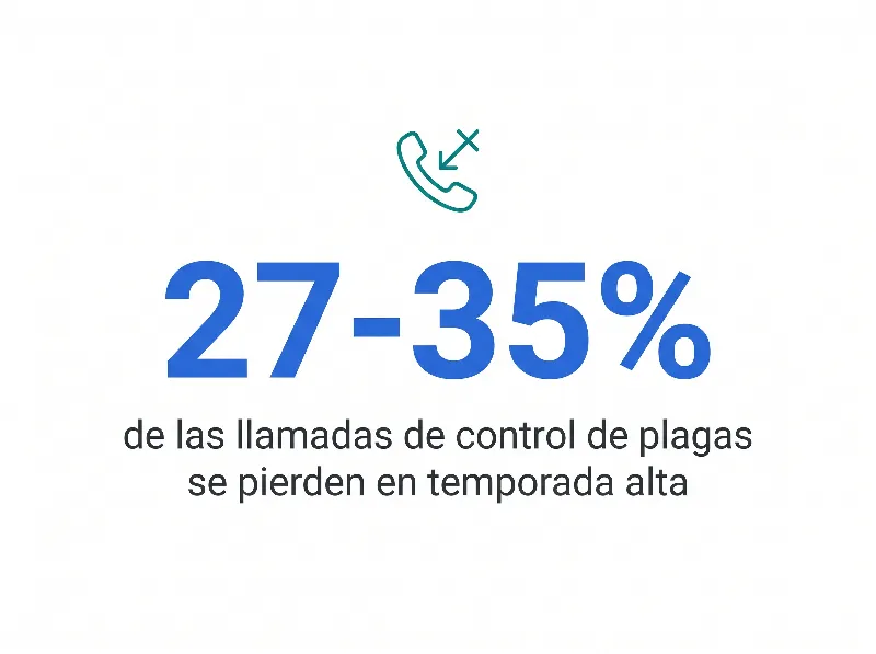 Infografía que muestra que las empresas de control de plagas pierden del 27% al 35% de las llamadas entrantes en temporada alta