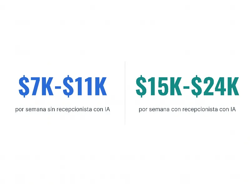 Infografía que compara los ingresos de control de plagas sin recepcionista con IA de $7K a $11K por semana frente a con IA de $15K a $24K por semana