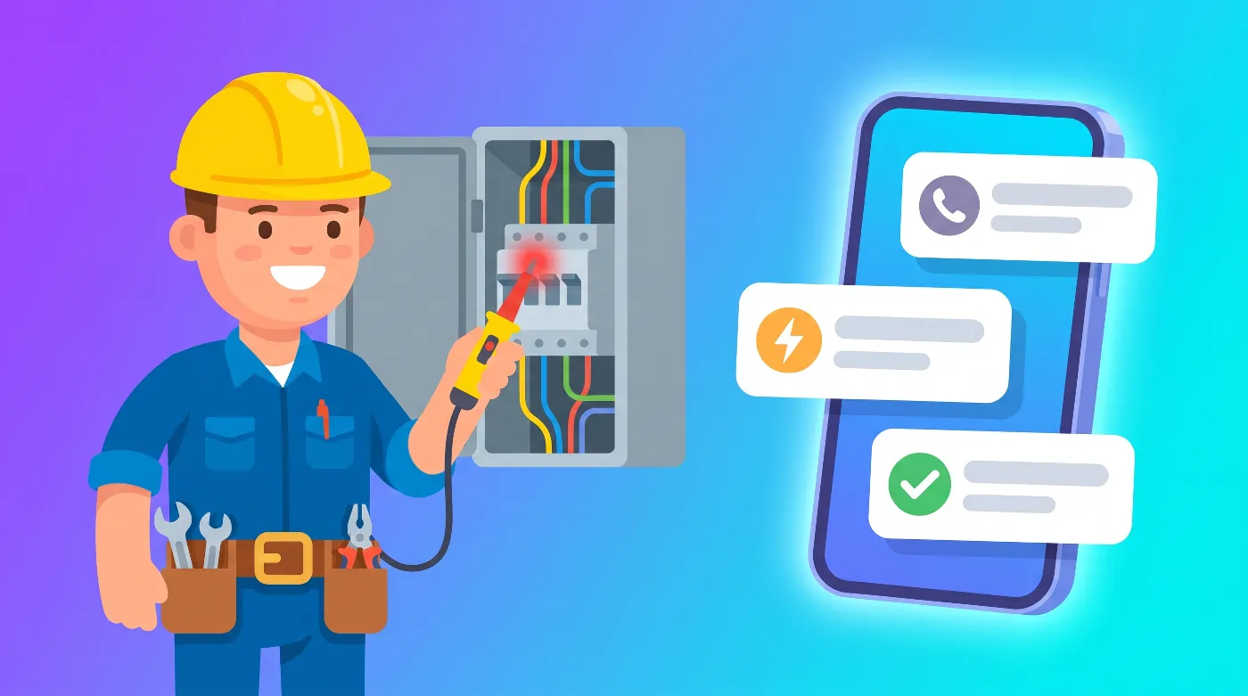Recepcionista con IA respondiendo llamadas para un negocio de electricistas