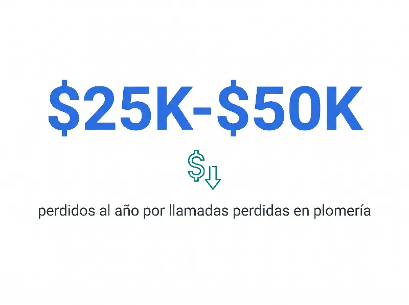 Infografía que muestra que los negocios de plomería pierden de $25K a $50K al año por llamadas perdidas con desglose de costos