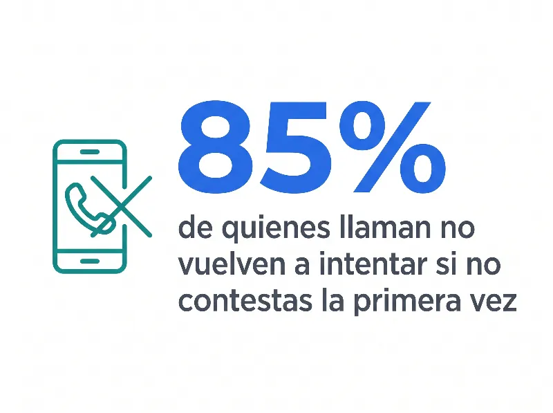 Infografía que muestra que el 85% de quienes llaman nunca vuelven a llamar tras no recibir respuesta