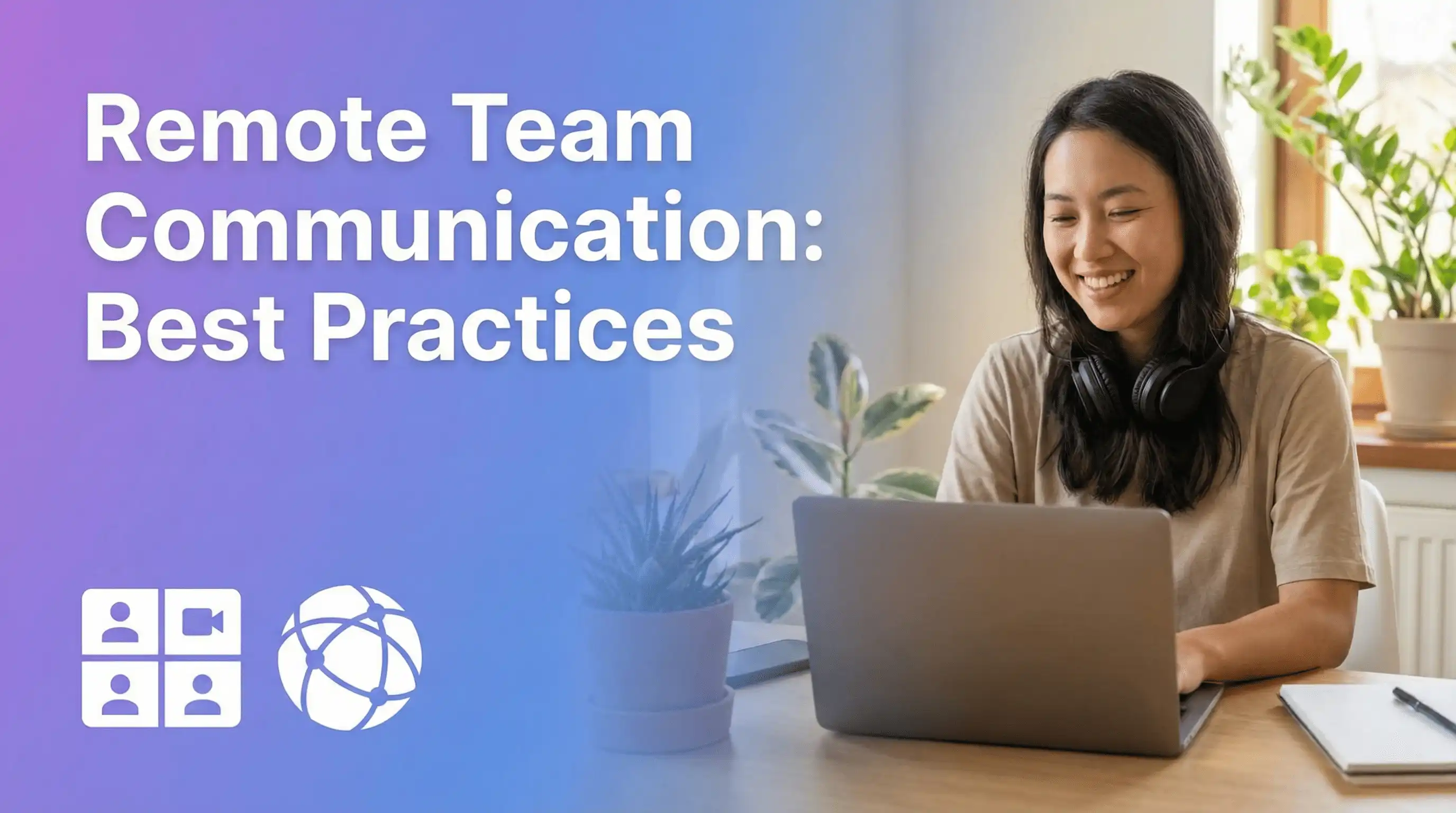 Remote team members collaborating through video call and messaging