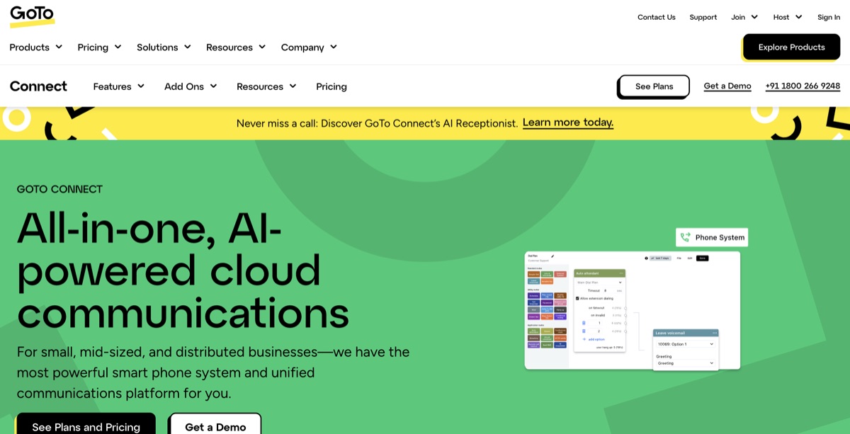 GoTo Connect homepage