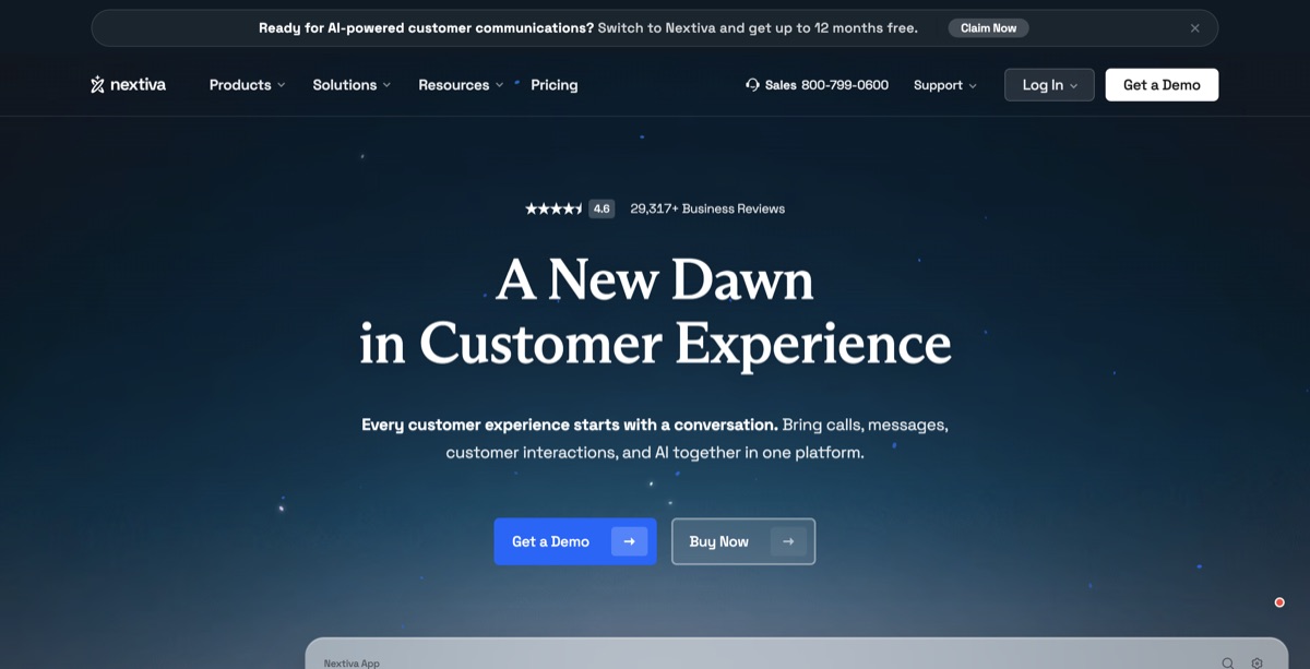 Nextiva homepage