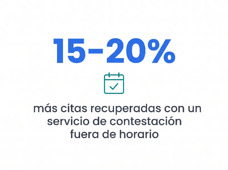 Infografía que muestra que los servicios de contestación fuera de horario recuperan entre 15% y 20% más citas
