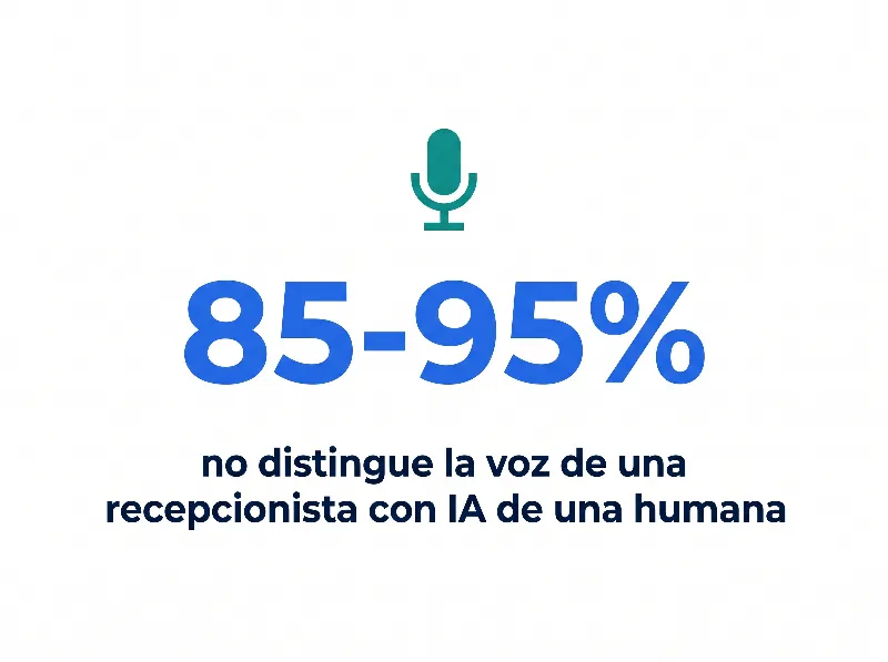 Infografía que muestra que entre el 85% y el 95% de quienes llaman no distingue la voz de una recepcionista con IA de una humana