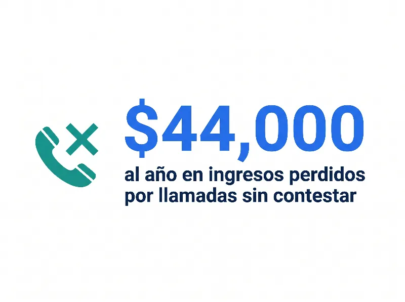 Infografía que muestra que las llamadas perdidas en tiendas cuestan más de $44,000 al año en ingresos perdidos