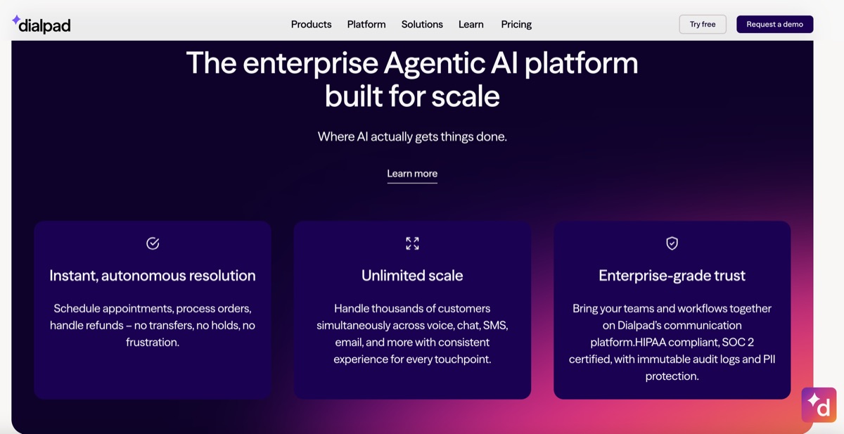 Dialpad AI homepage
