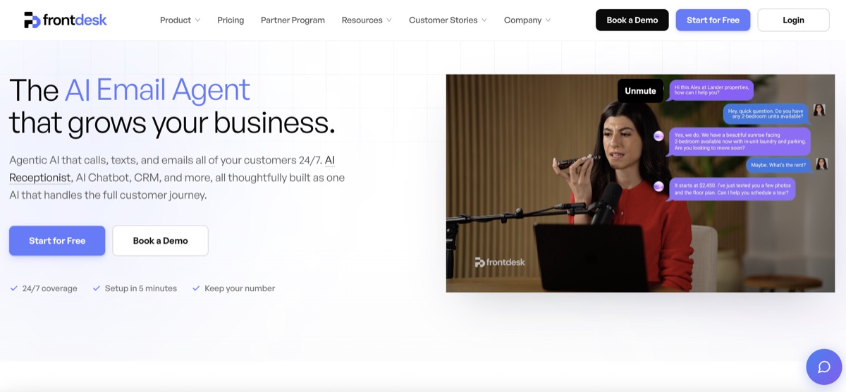 My AI Front Desk homepage
