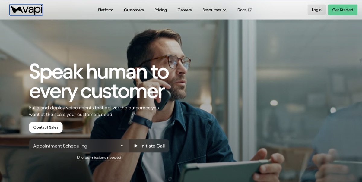 Vapi homepage