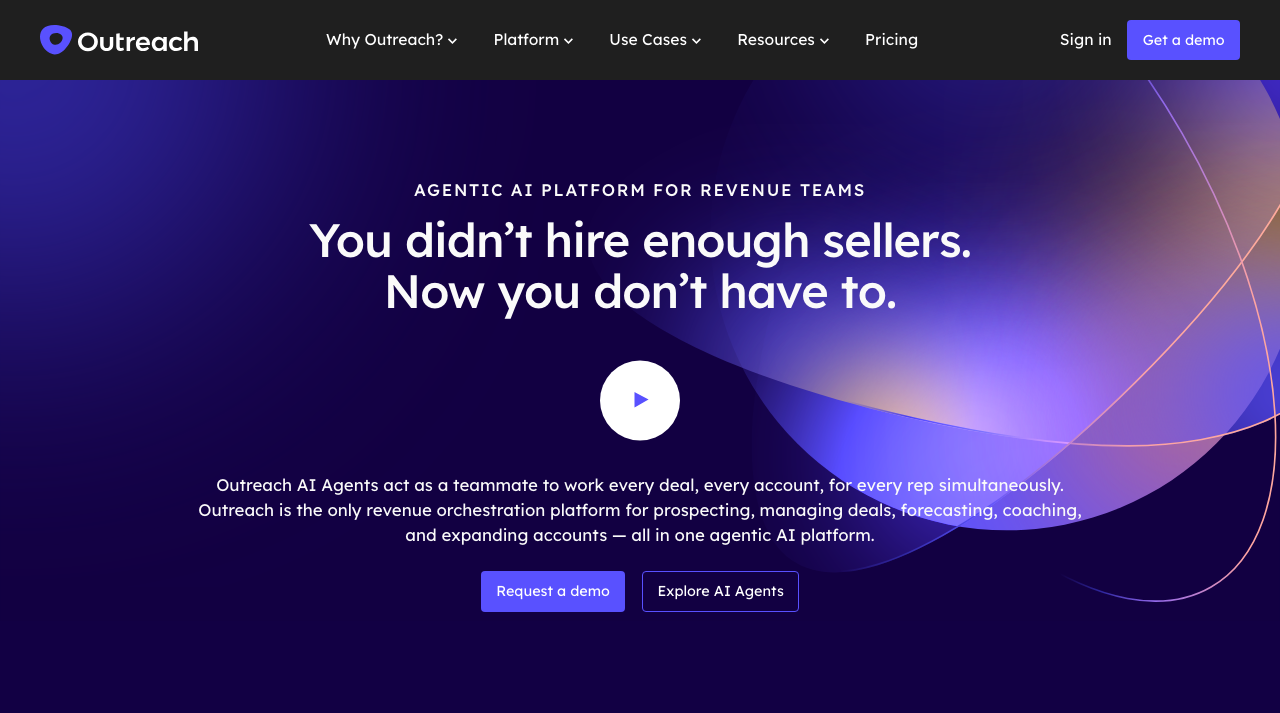 Outreach.io homepage showing enterprise sales engagement