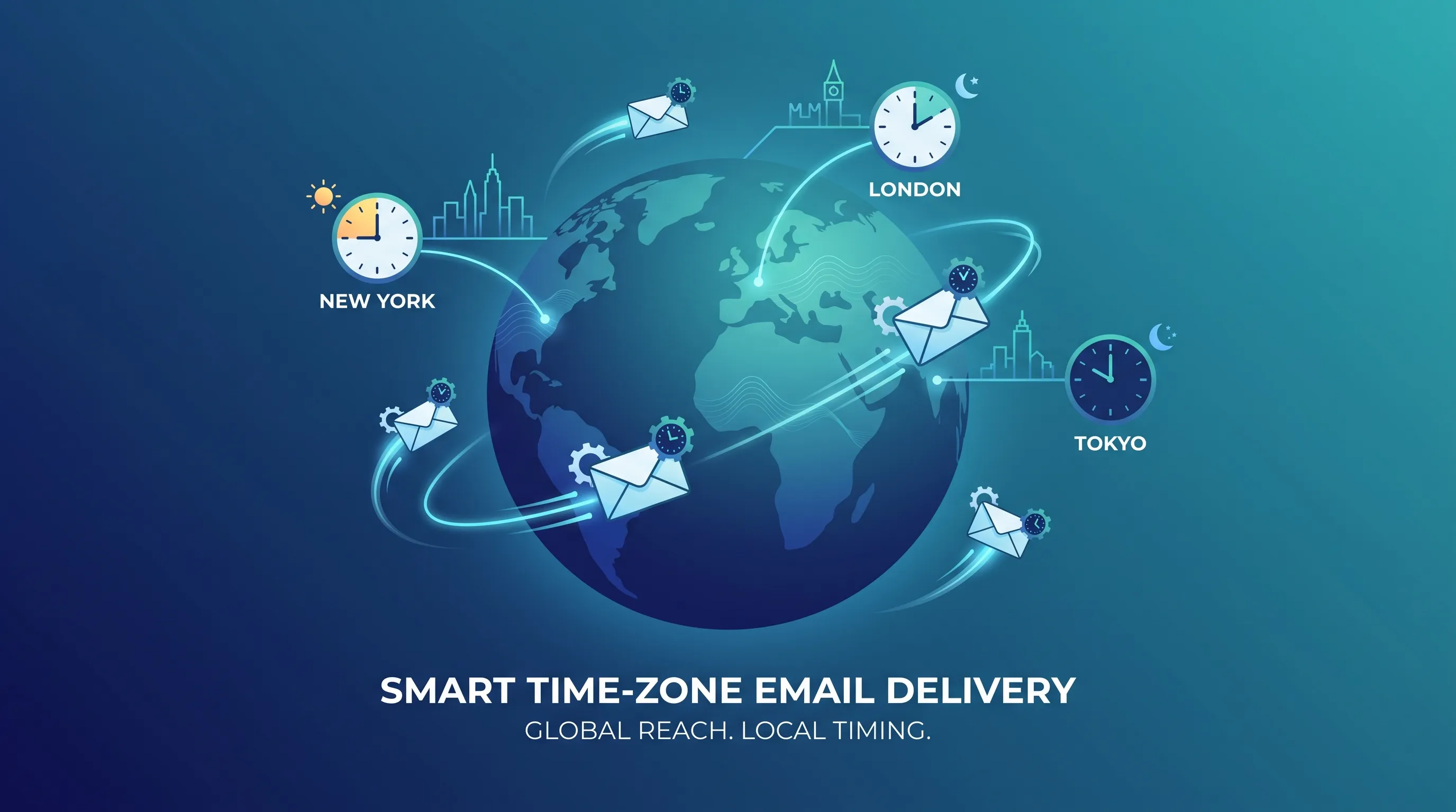 Time-zone based email delivery across New York, London, and Tokyo