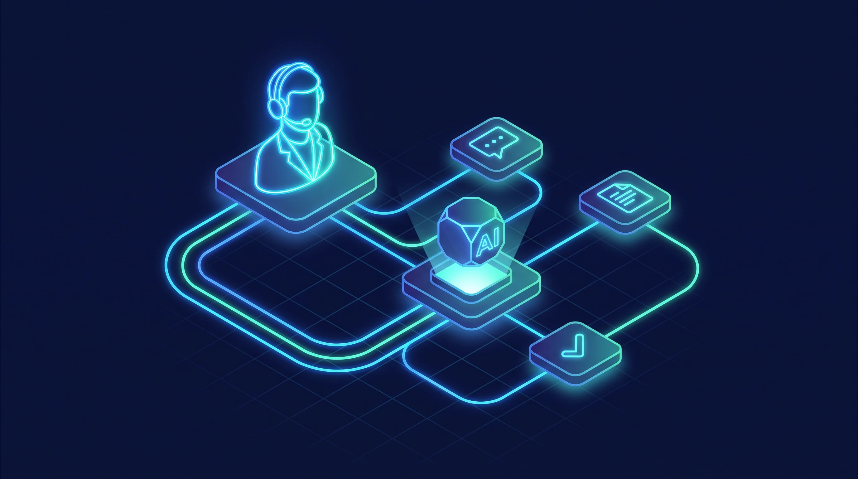 Ilustración isométrica de un equipo de soporte usando el sistema telefónico VoIP de dialnote con integraciones