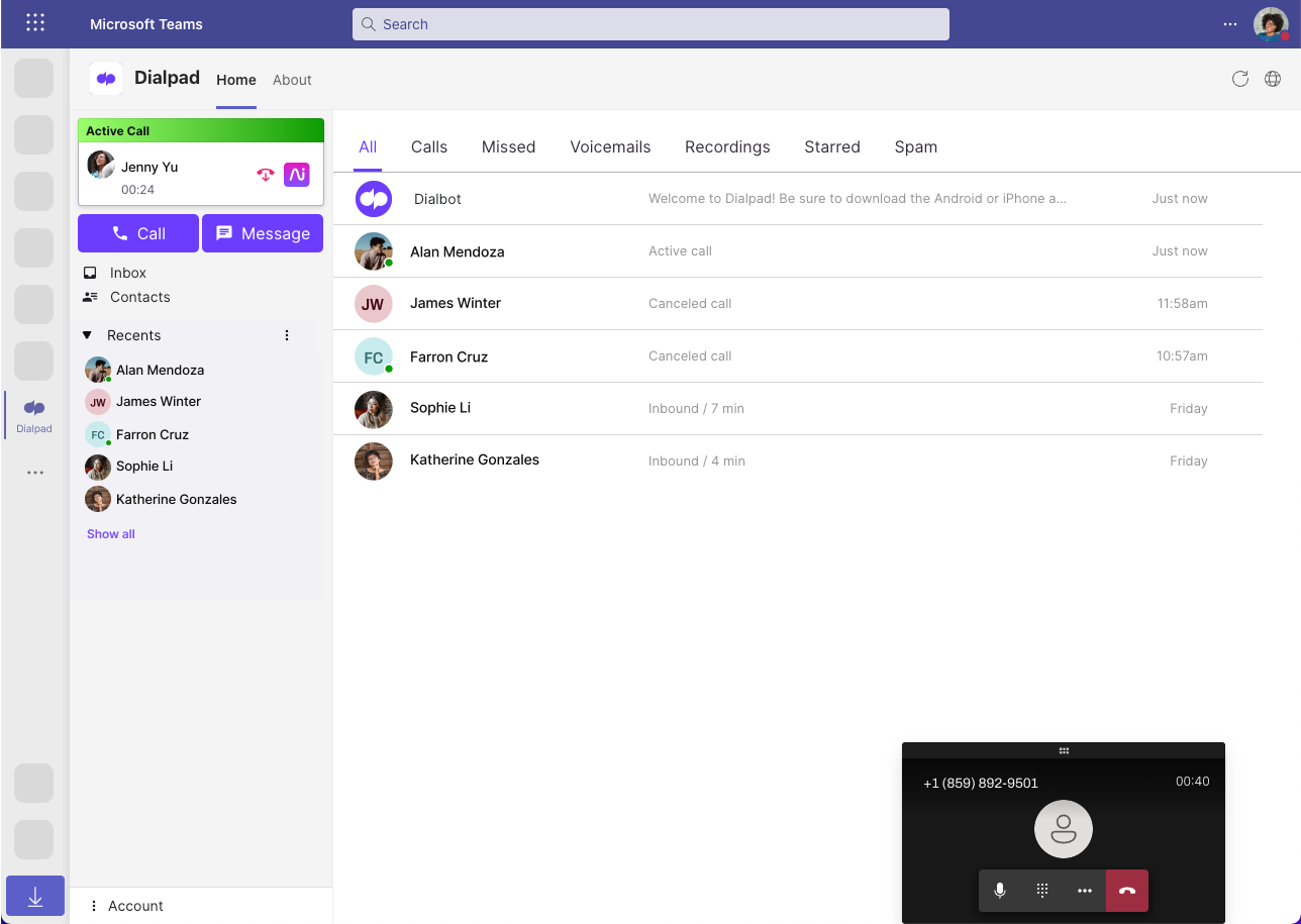 Microsoft Teams Integration Dialpad