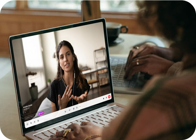A person on a video conference meeting