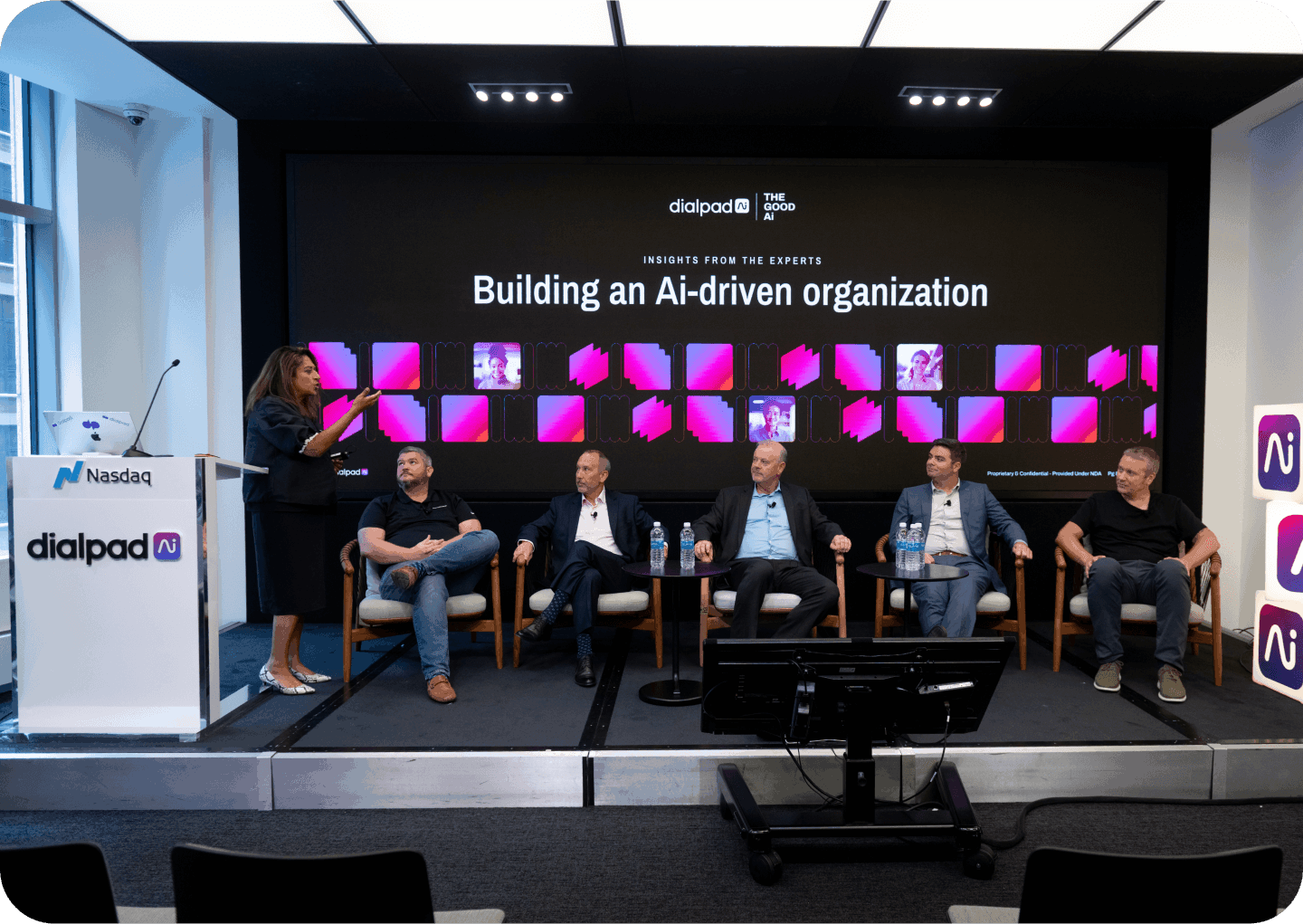 A speaker conducing a talk at the Ai at Work NYC event