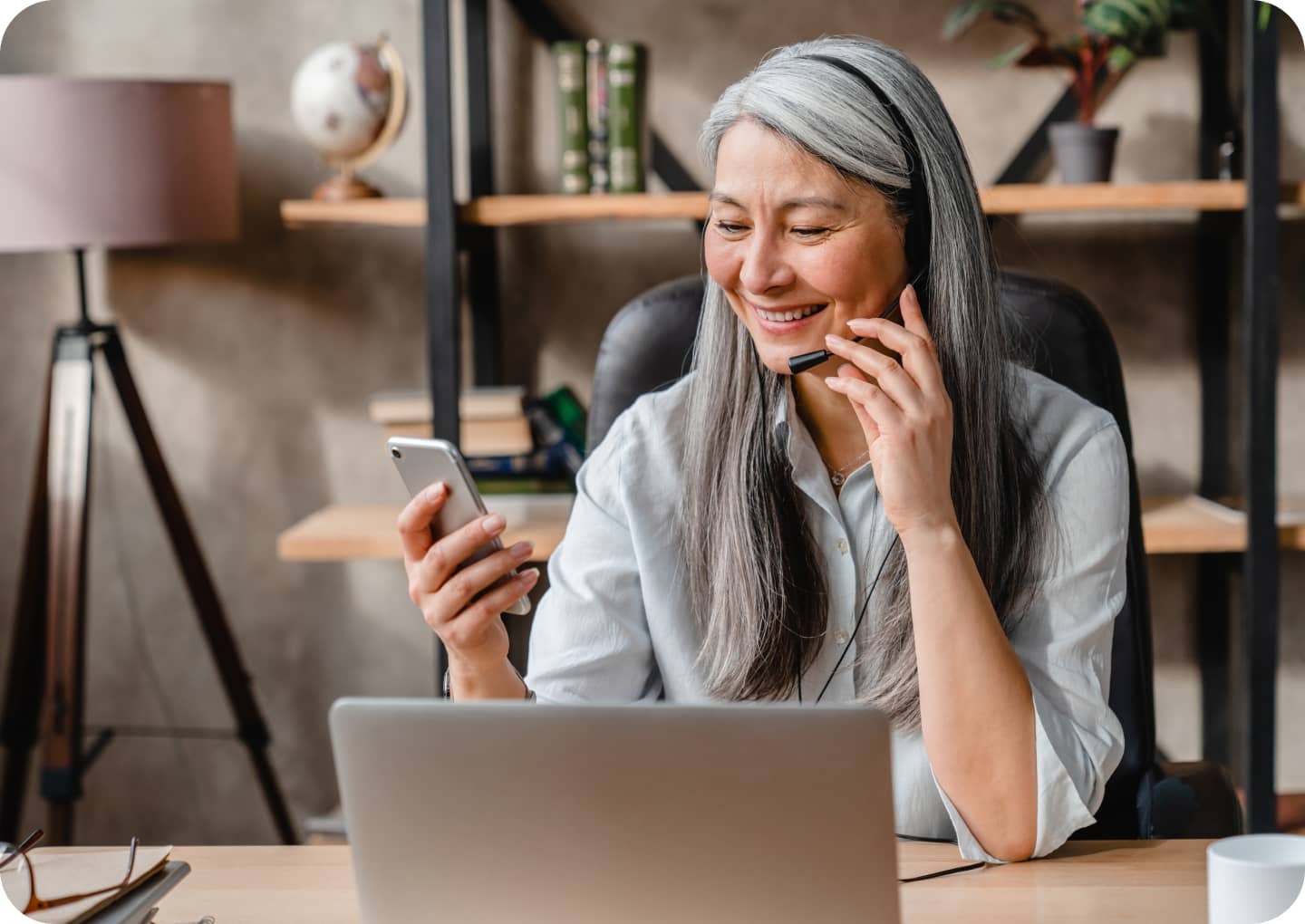 A woman using a mobile device