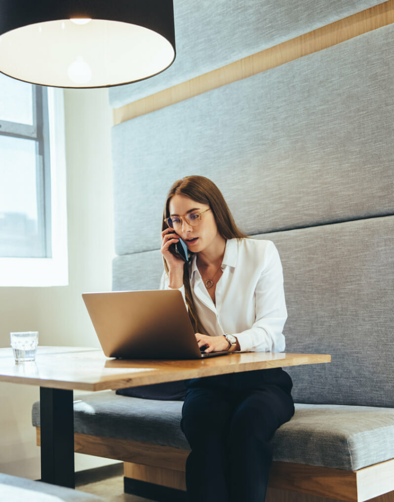 A woman using her phone