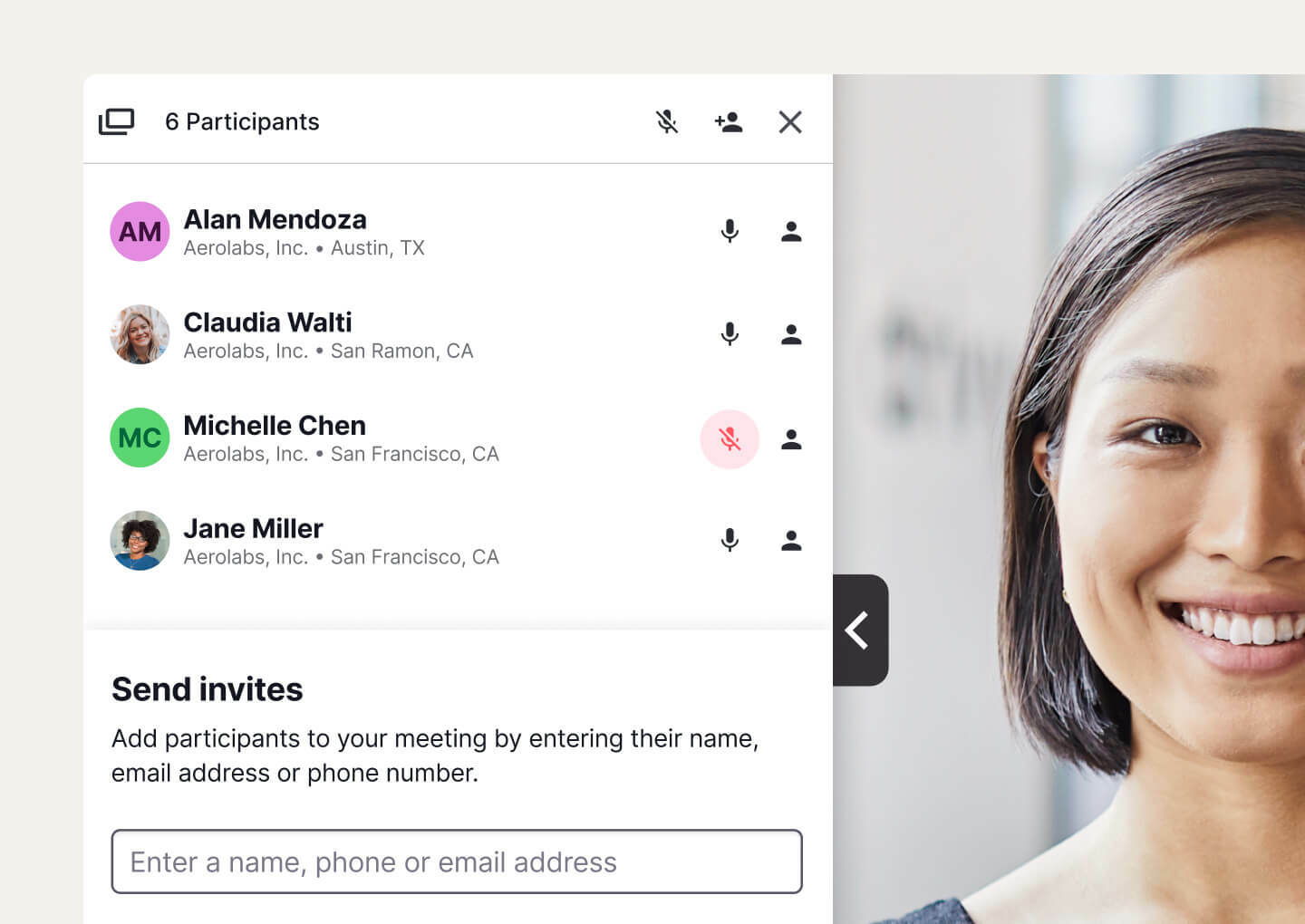 Adding participants to a meeting Single Item Card