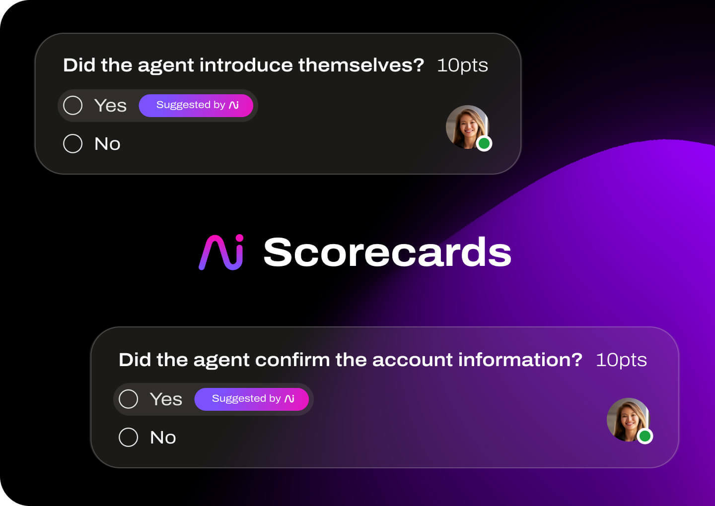 Screenshot of Dialpad's Ai Scorecards feature