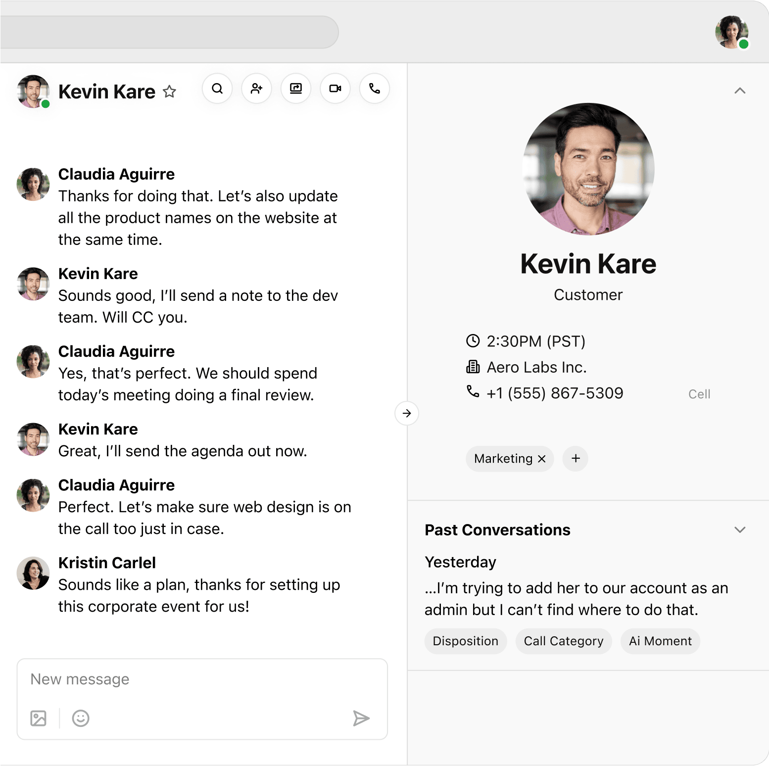 Ai Messaging Messaging sidebar UI