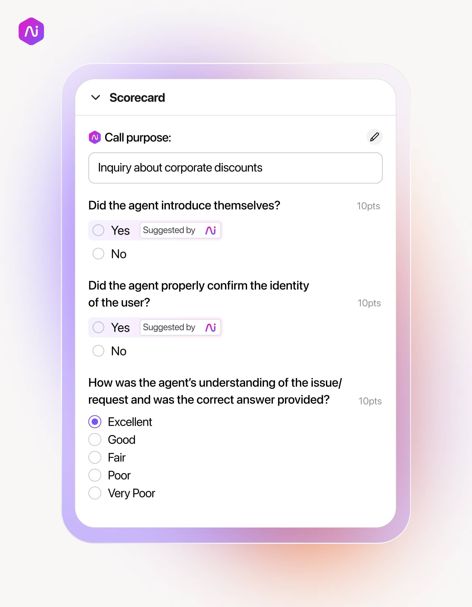 Ai QA Scorecards Hero