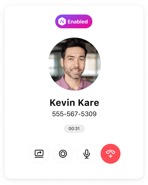 Screenshot of an ongoing call through Dialpad grid card