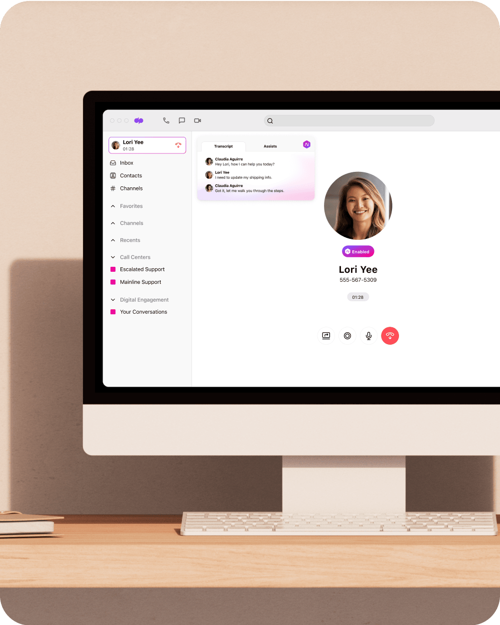 Business communications transcript UI