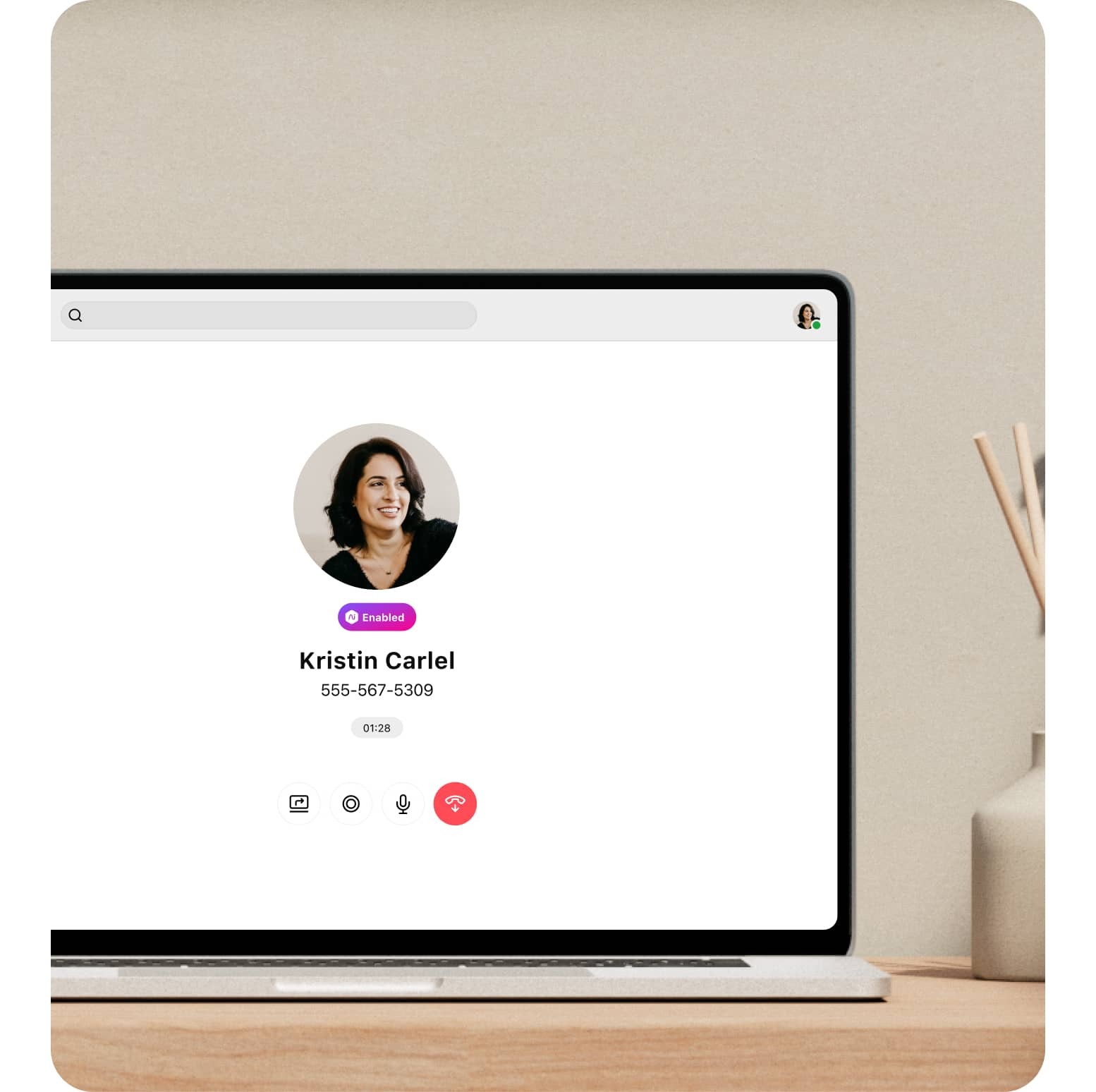 A computer showing a call made via the Dialpad app