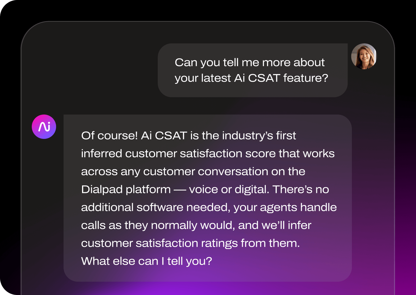 Conversation bubbles about Ai CSAT