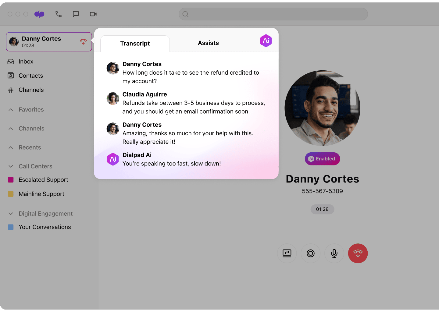 Dialpad Ai Voice Outbound sales with live transcription