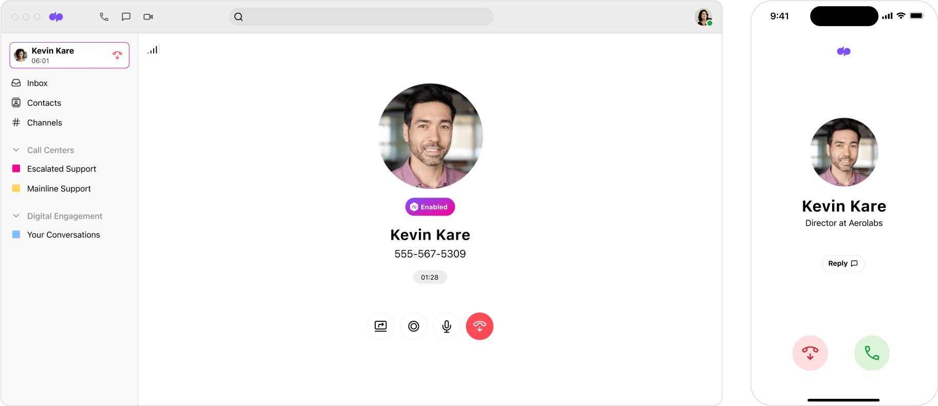 Dialpad desktop and mobile UIs