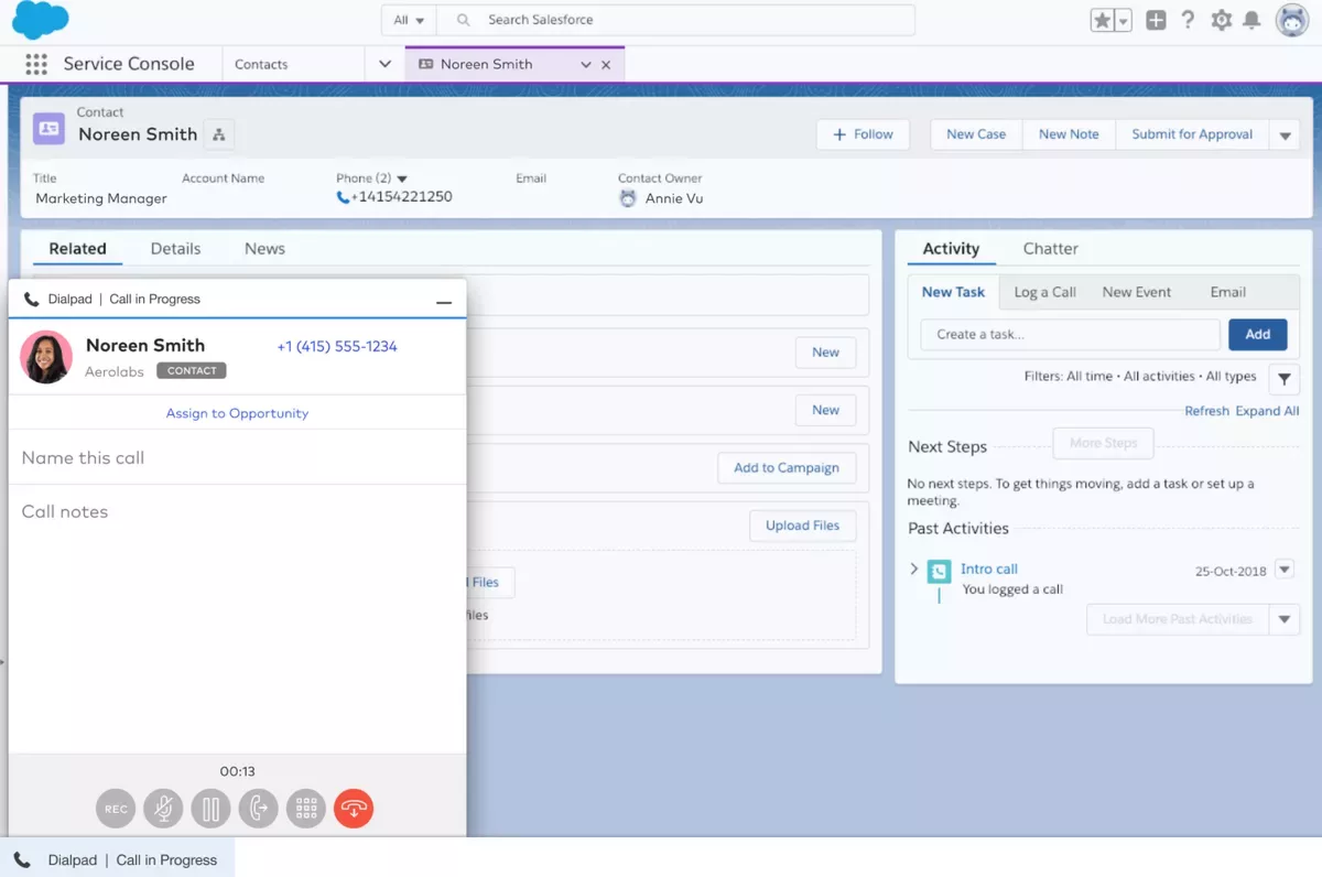 Dialpad inside Salesforce