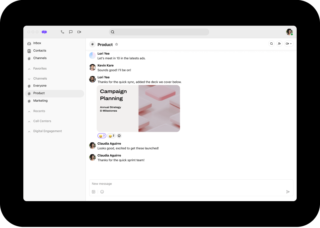 Dialpad messaging UI - demo center