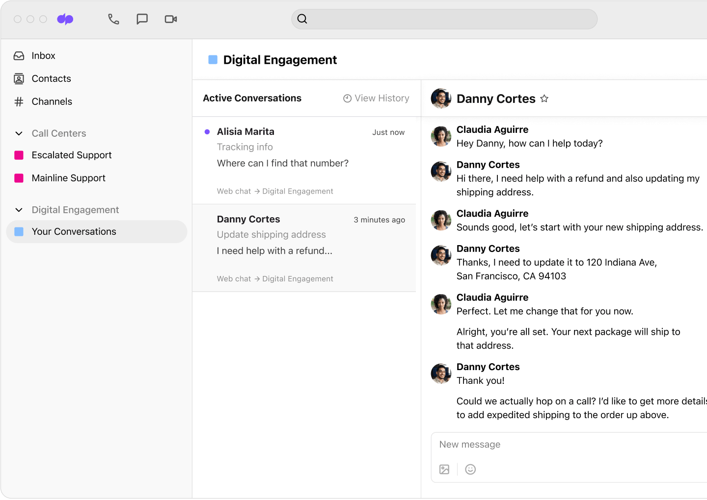 Digital customer engagement UI