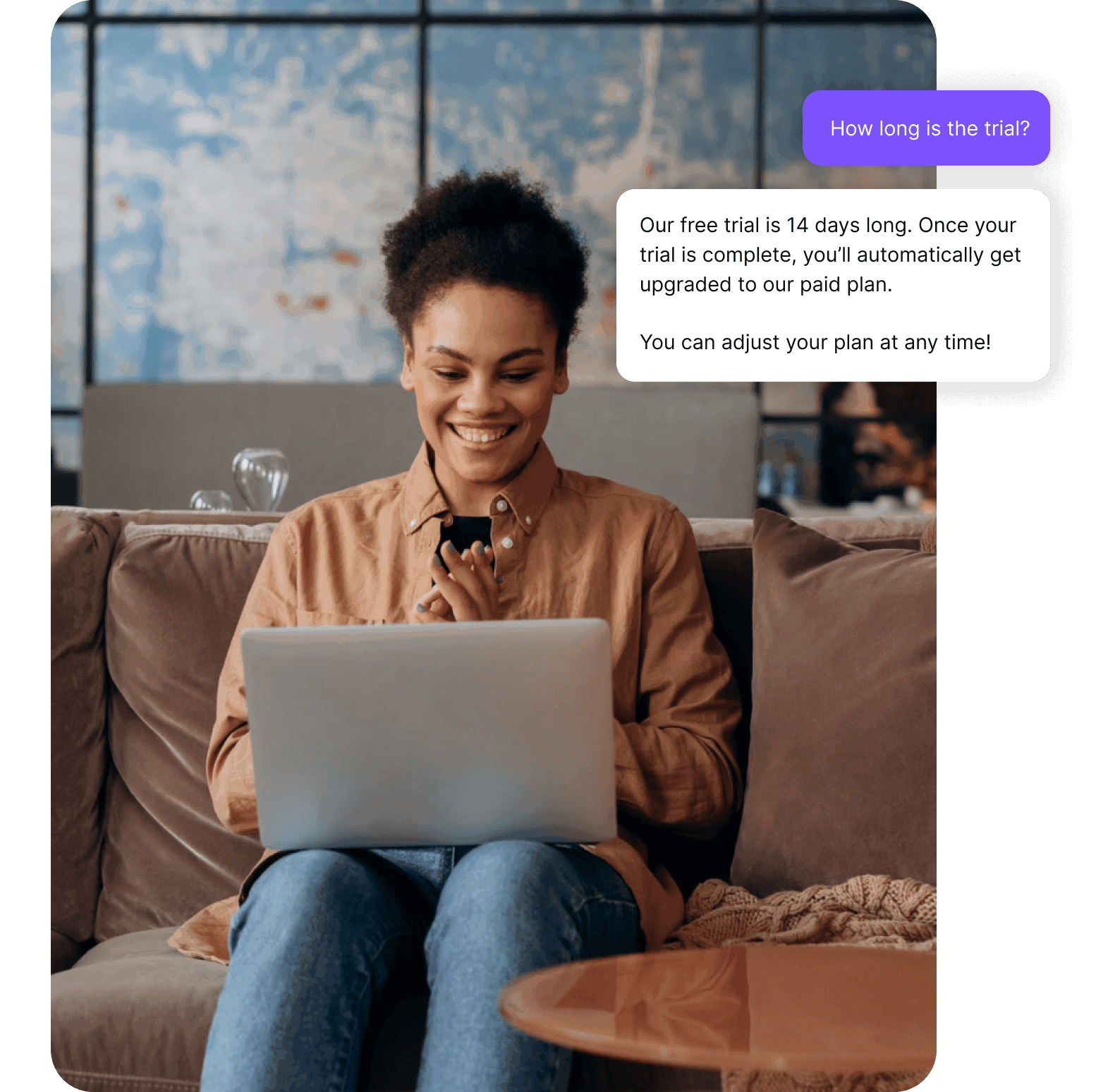 Digital customer service customer inquiring about free trial