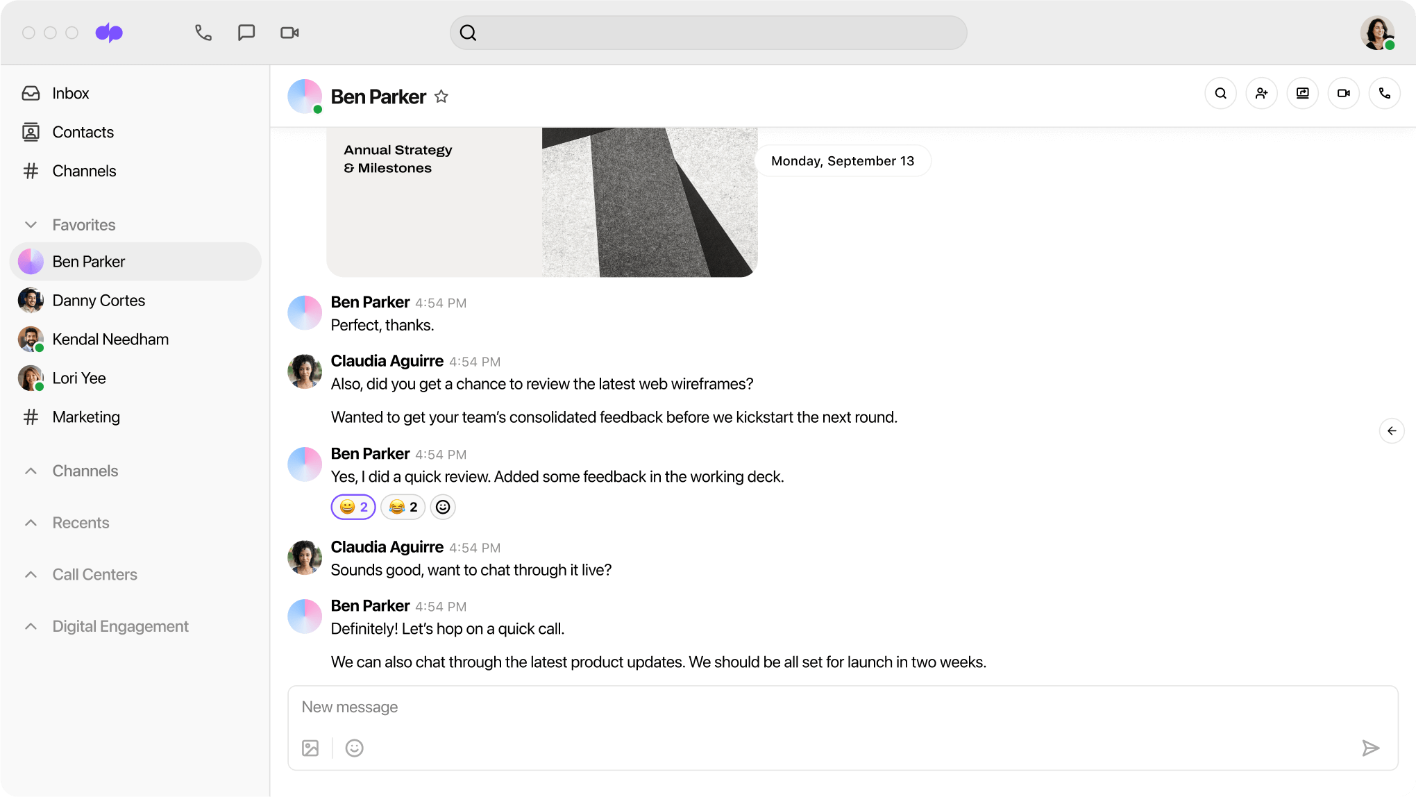 Direct message UI