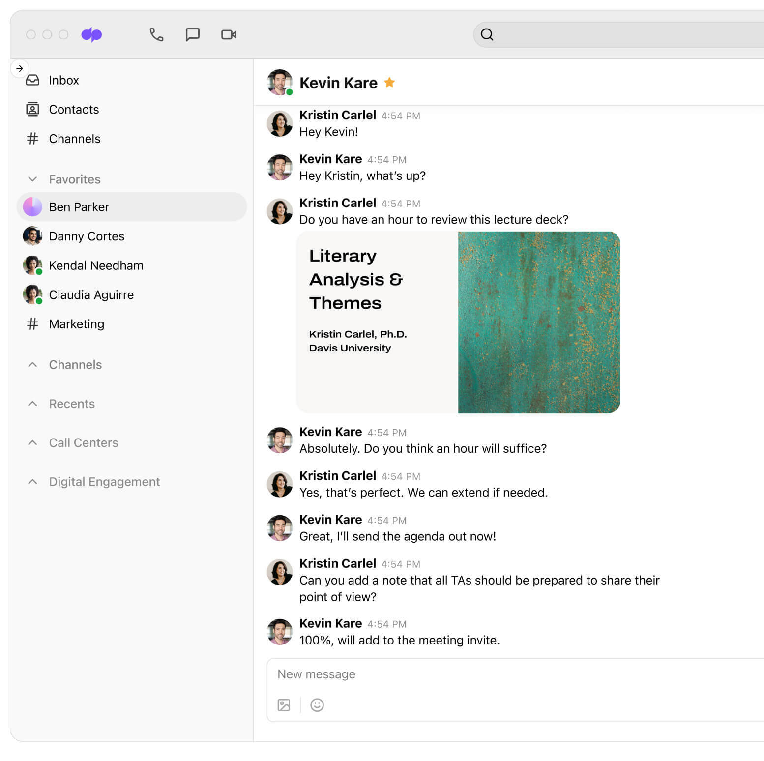 Education industry Dialpad messaging UI