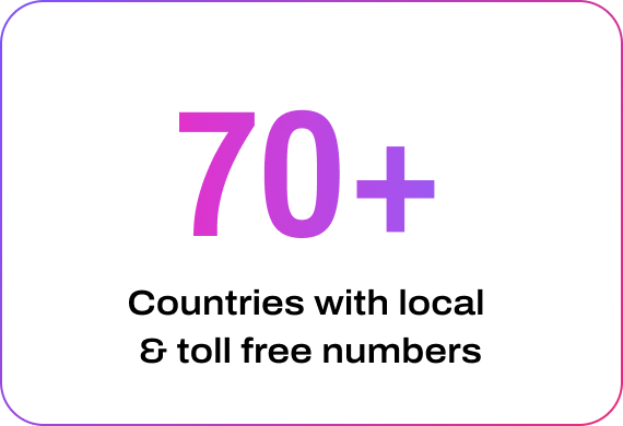 Homepage 70 plus countries with local and toll free numbers