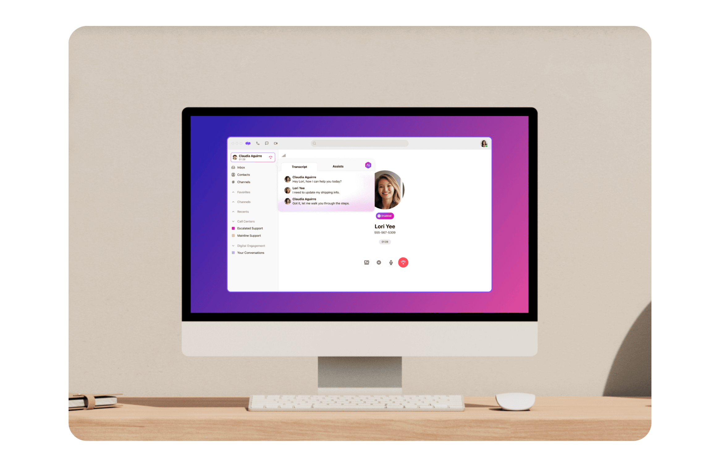 Live call transcription UI