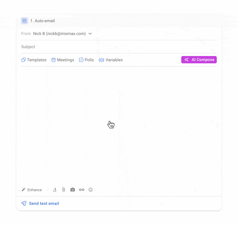 GIF of Mixmax new feature called AI compose that helps with creating email for engagement