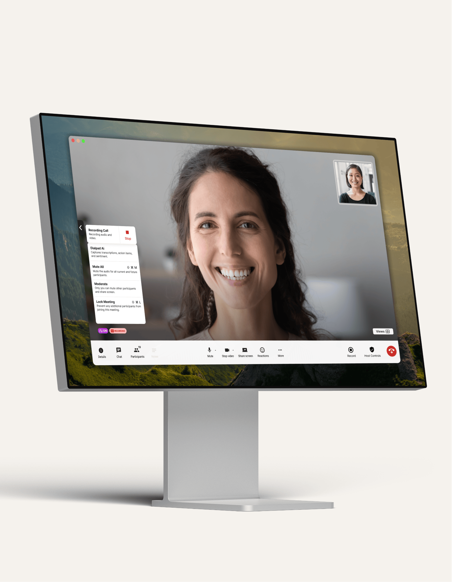 Muting removing participants in video call UI Hero