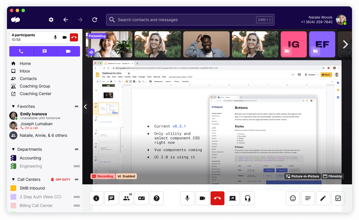 Screenshare in Dialpad