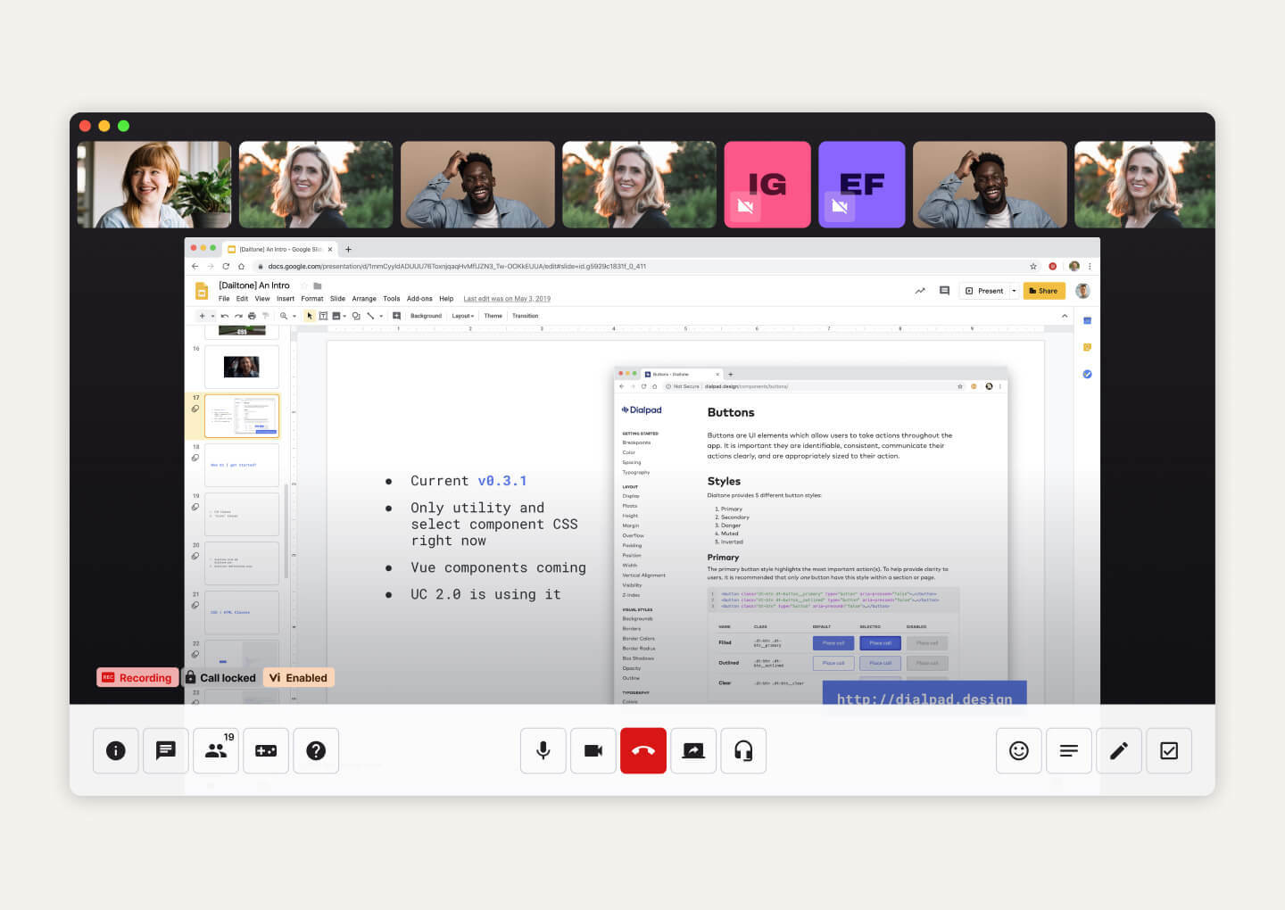 Screensharing in Dialpad Single Item Card