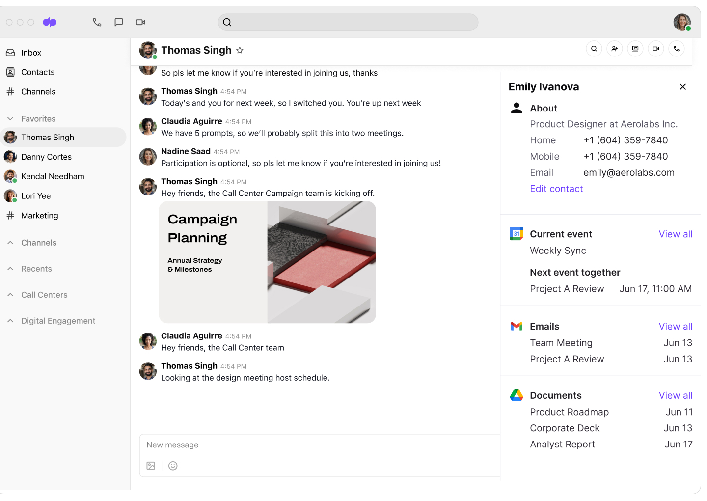 Capture d'écran de l'intégration de Dialpad avec Google Workspace - page intégrations