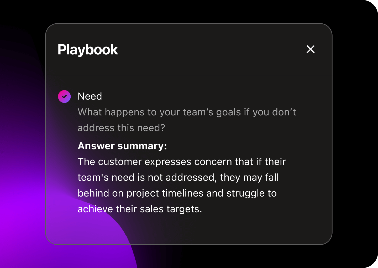 Screenshot of Dialpads Ai Playbooks feature