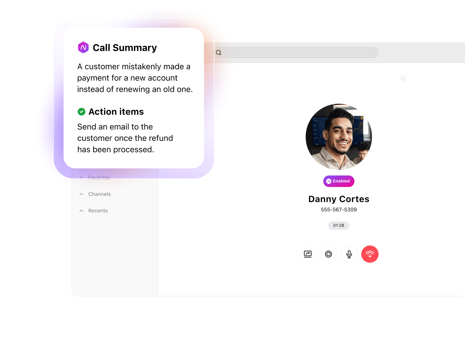 Screenshot of Dialpads Ai Recap feature