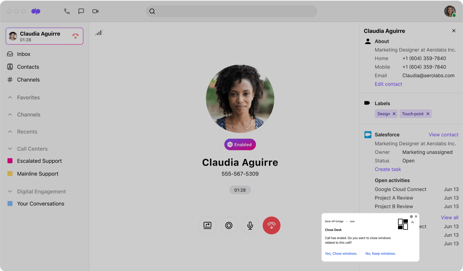 Screenshot of Dialpads Chrome OS Desk Connector